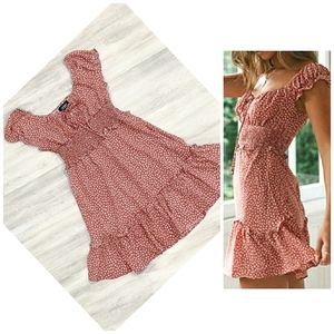 NEW Boho Ruffle Smocked Waist A-line Mini Dress
